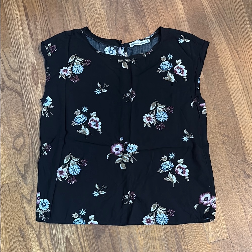 Abercrombie & Fitch Blue Boxy Cap Sleeve Blouse